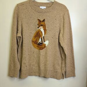 Charter Club Tan Sweater with Fox Design
